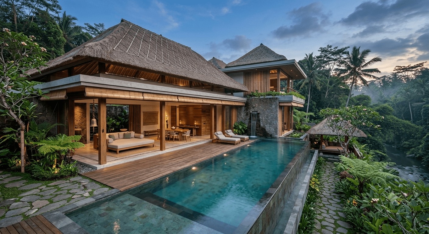 Rumah Modern Tropis Tampilan Elegan yang Menyatu dengan Alam Bali
