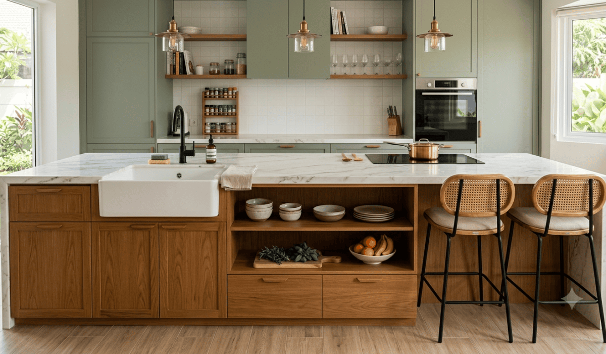 Inspirasi Desain Island Table untuk Dapur Bersih Anda